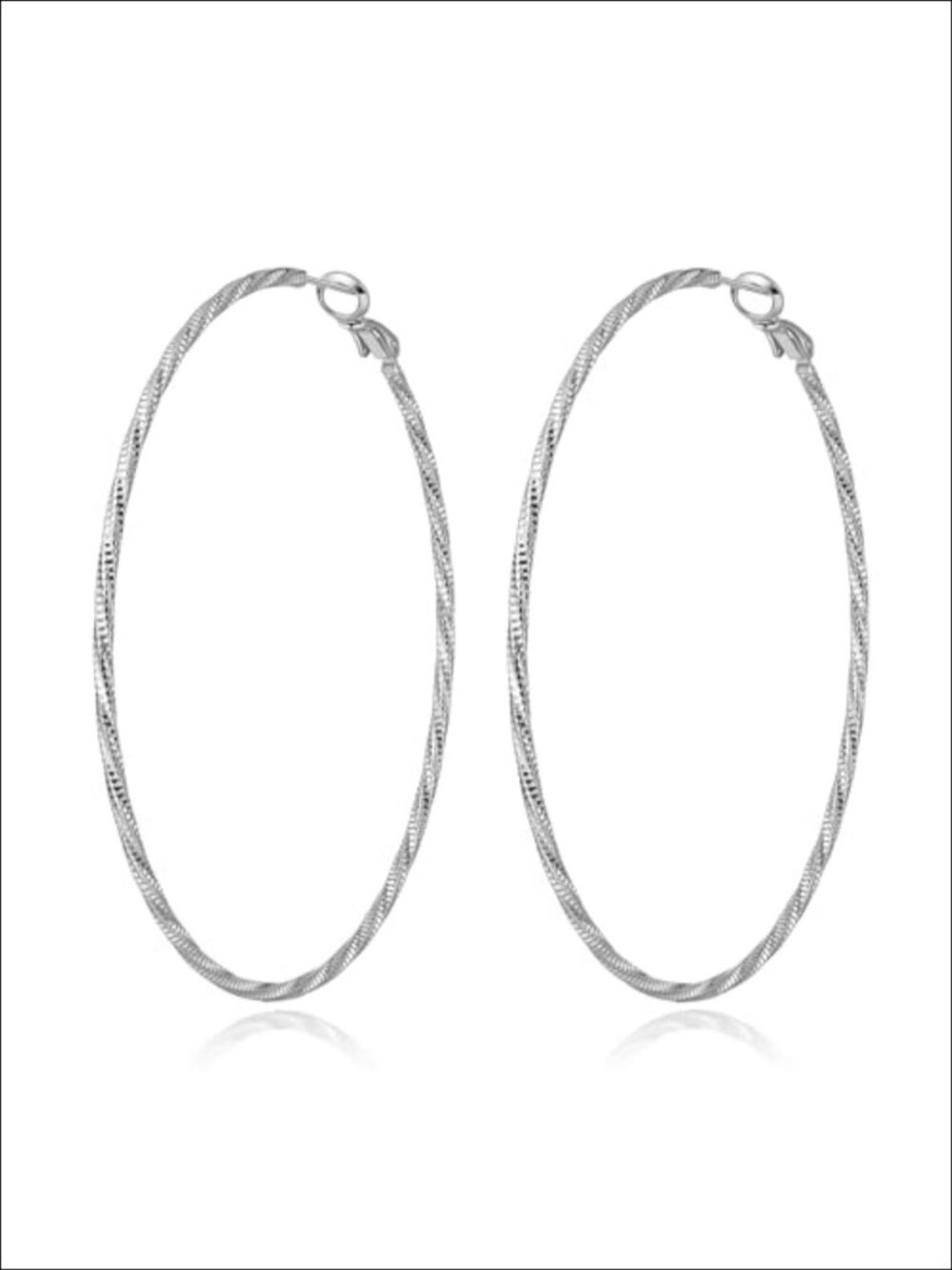 Twisted Big Hoop Earrings Sterling Silver Post Hypoallergenic